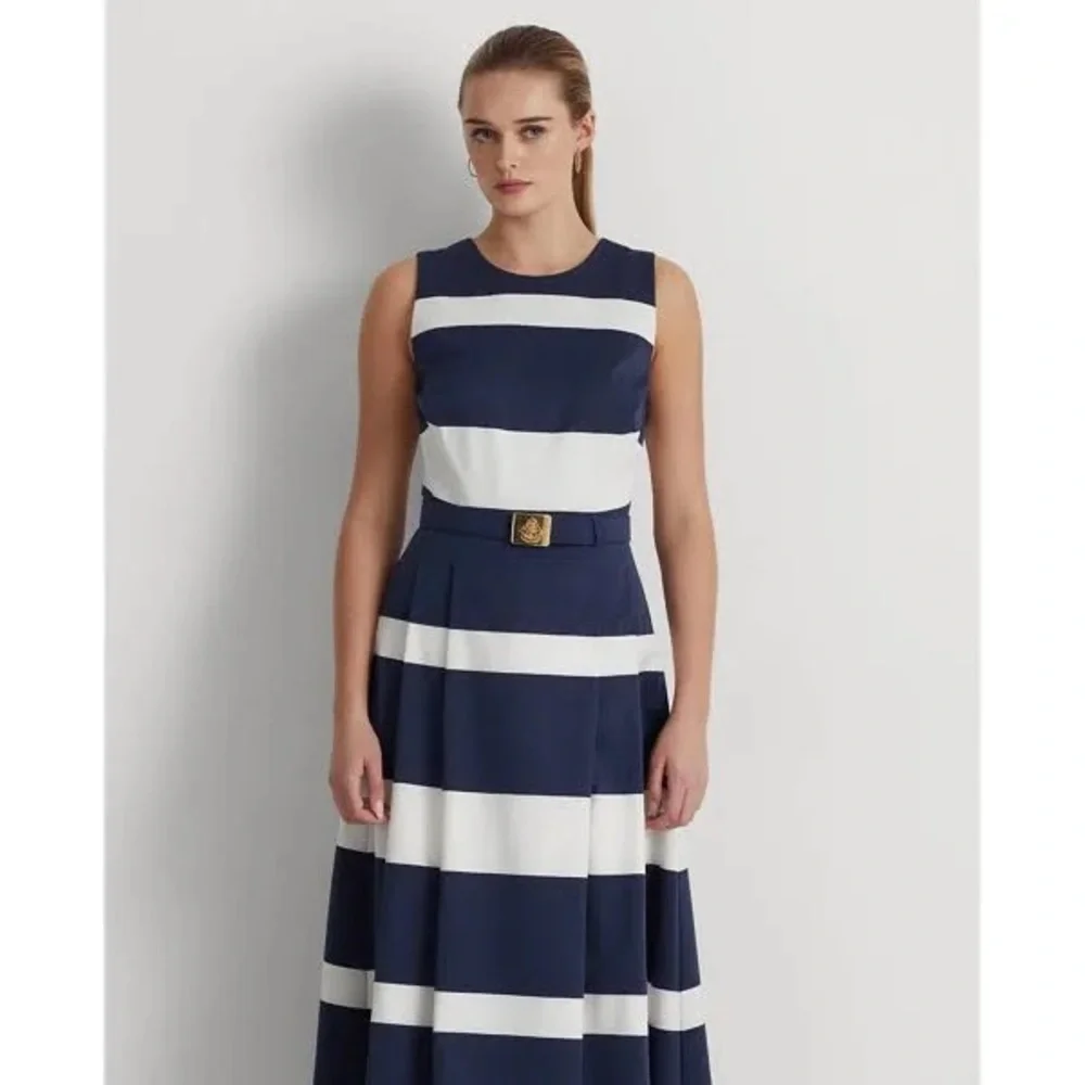 Ralph Lauren Striped Belted Faille Gown - Picture 4 of 13